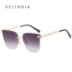 VEITHDIA Óculos De Sol Quadrados Sem Moldura Da Moda Para Homens E Mulheres Com Gradiente Oco De metal Sunvisor S21222