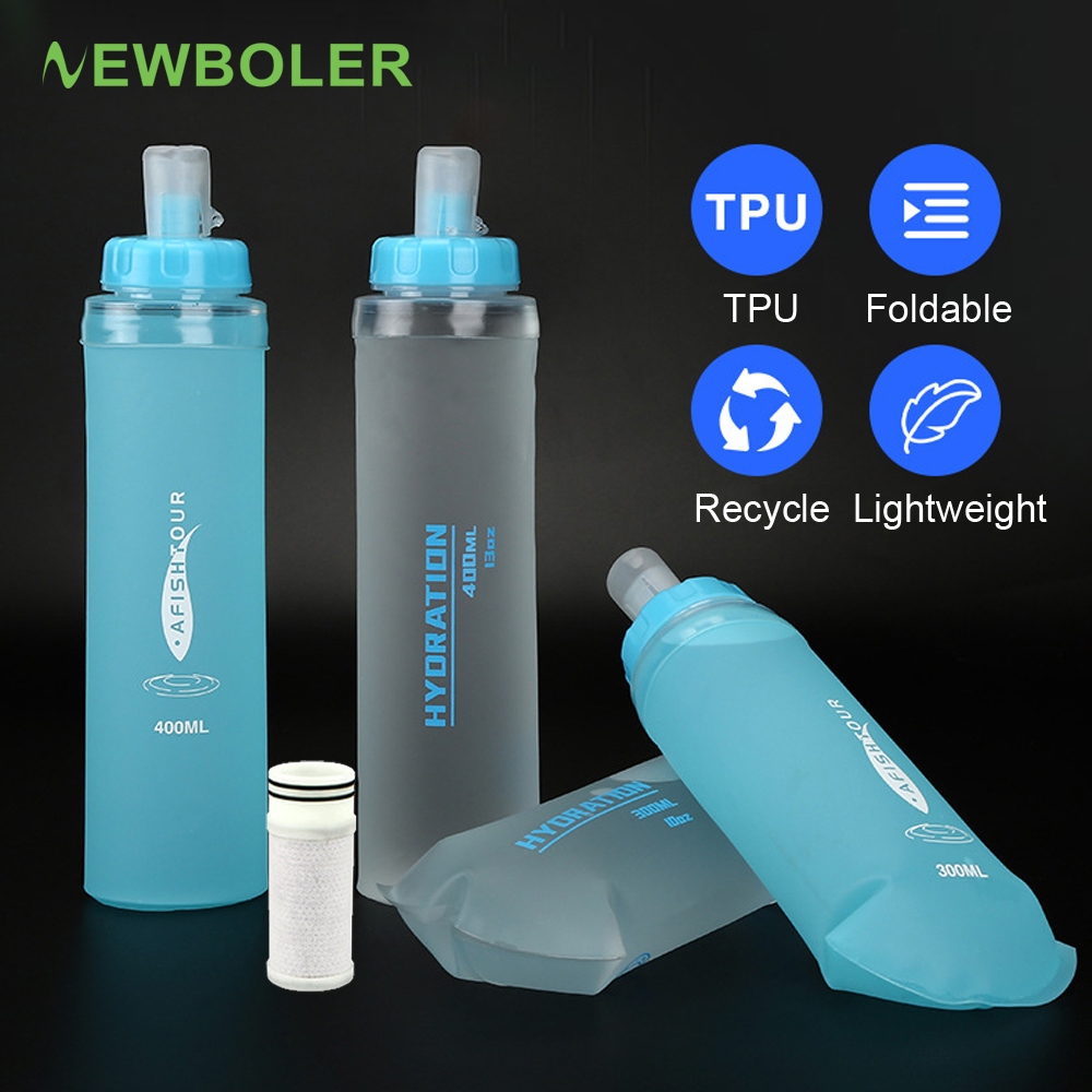 NEWBOLER 300ml Frasco Macio Dobrável De 400ml TPU Espremedor De Bicicleta Esportiva Ao Ar Livre Garrafa De Água Macia