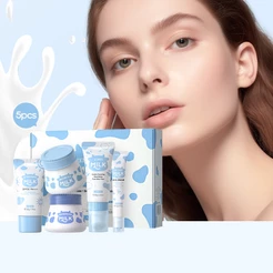 LAIKOU Milk Skincare Set 5pcs Com Protetor Solar Fps50 Hidratante Brilhante Suavizante Pele