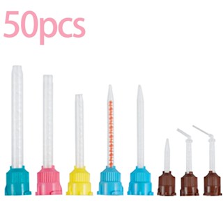 50Pcs/Pack Dental Silicon Impression Mixing Tips Temporary Silicone Rubber Dispenser Ferramentas Dentárias De Mistura De Cabeça De