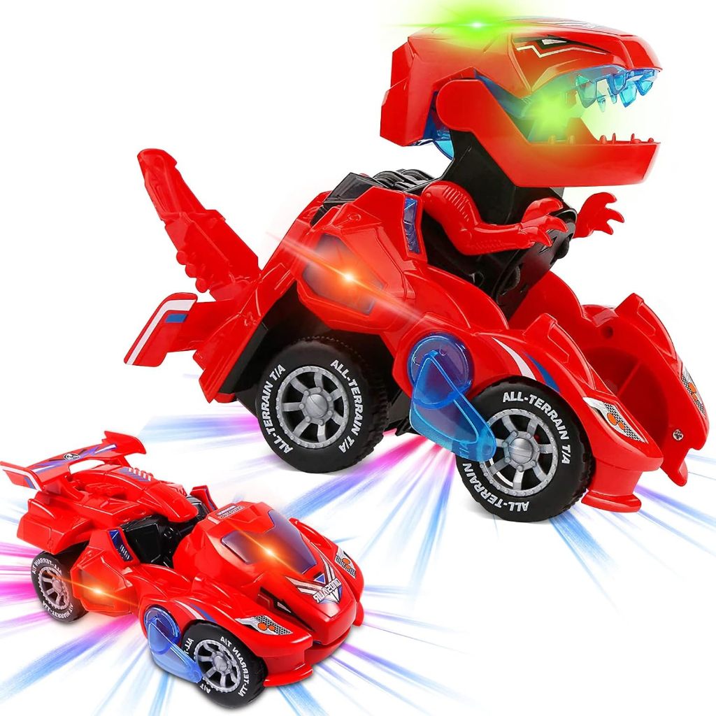 Carro LED De Dinossauro Transformando Com Luz E Música , Brinquedos Para Crianças De 3 A 5 7 Anos , Carros De Brinquedo