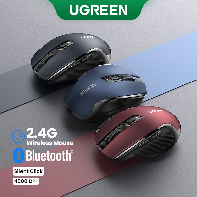 UGREEN Mouse Sem Fio , Bluetooth 5.0, 6 Botões Silenciosos , 2.4G Com USB Mini Receptor , Nível DPI 5 Configuração 4000DPI , Ambidextrous PC/Mac/Linux Laptop