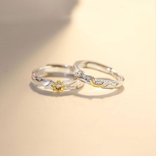 Anel De Cobre De Alívio Do Sol E Da Lua Anéis De Amantes De Tamanho Ajustável