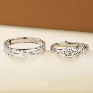 O Pequeno Príncipe E Rosa Anel De Casal De Cobre Tamanho Ajustável Anéis De Casamento