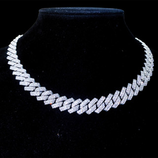Novo Corrente Cravejada Colar De Pregos De Corrente Hip Hop Europeu E Americano De 14mm Cubana De Gelo Trendsetter Com Pulseira De Diamante Completa Para Homens Mulheres