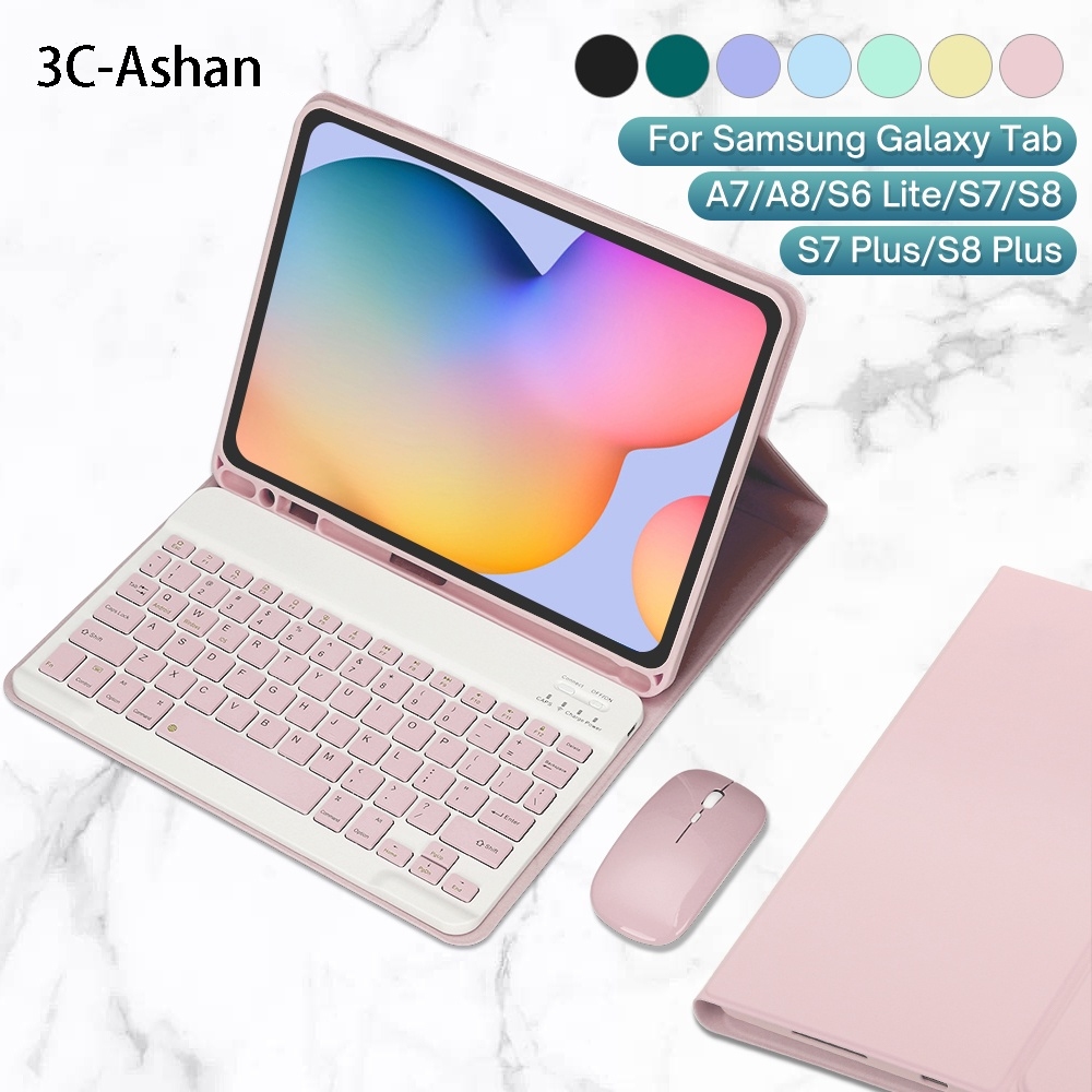 3C-Ashan Capa De Mesa Com Mouse De Teclado Para Samsung Galaxy Tab S6 Lite 10,4 A7 A8 10,5 S7 S8 S9 11 S7 Plus S7 FE S8 S9 12,4