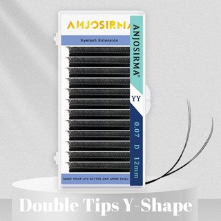 ANJOSIRMA Y Shape 0.07 C/D Curl 8-15MM Extensão Mista Cilios Dicas Duplas De YY Eyelashes Extension Premium