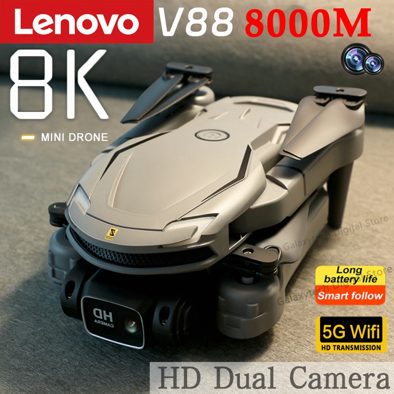 V88-Drone com câmera HD dupla, brinquedo profissional com câmera 5000 ou 8k, GPS, fluxo de luz, motores sem escova