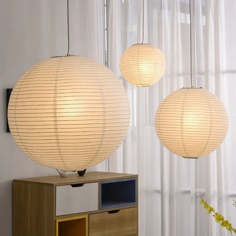 Luminária pendente lanterna de papel estilo japonês Wabi-Sabi para quarto sala de estar pingente