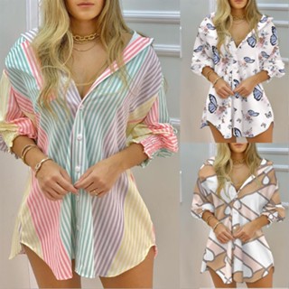 V Botões De Vestido Casual De Pescoço Em Vestidos Longos Impressos De Moda Para Mulheres