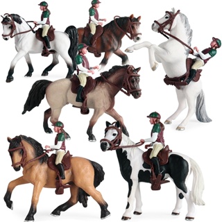 Simulação animal Brinquedo Crianças Brincam De Casa Modelo Estático De Cavaleiro De Corrida De Cavalos A Vapor cavalier Conjunto De Cena De Boneca De Sela em Oferta na Shopee