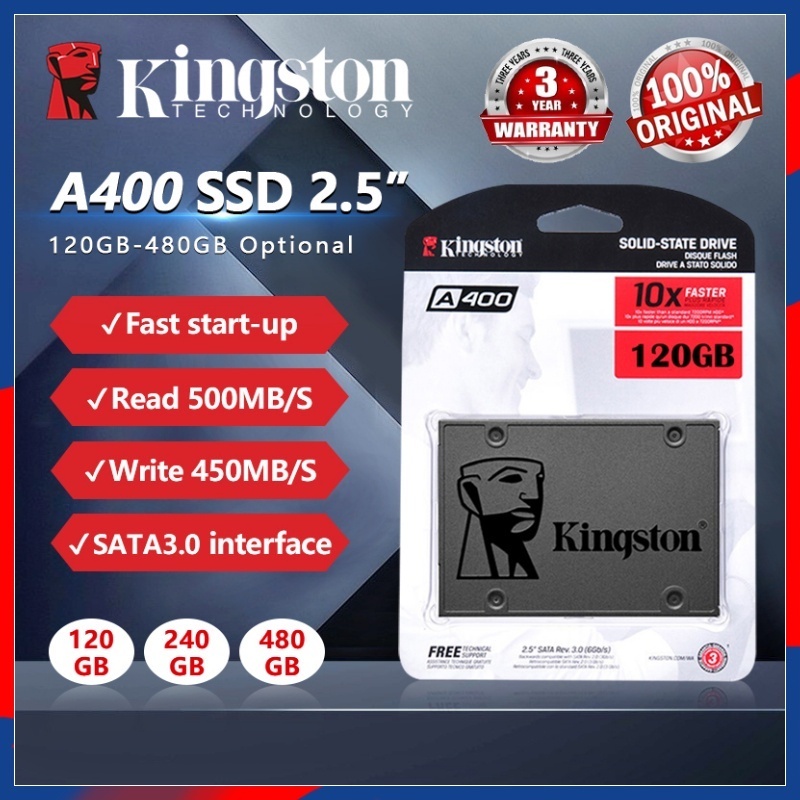 Kingston A400 HD SSD Sata 3 120/240/480/960gb 2.5 Inch externo para notebook