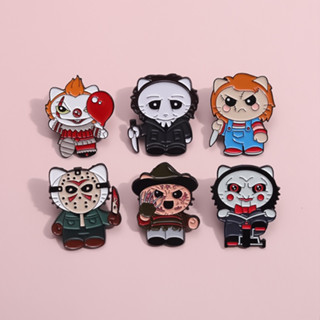 Filme De Terror Bonito Figura De Esmalte Alfinetes De Broches De Cartoon Broche De Palhaço Crachás De Metal Mochila Roupas Jóias Presentes