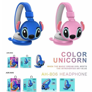 Disney Stitch Fones De Ouvido Bluetooth Dobráveis Sem Fio Para Crianças AH-806 HIFI Sound Estéreo Com Microfone Anime Cartoon Kids Gifts