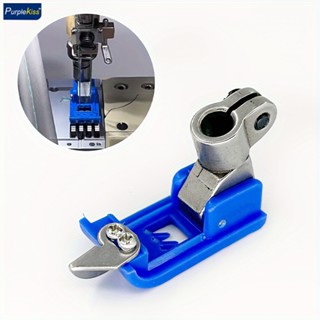 【Promote】Calcador Galoneira 6.4 Teflon azul para tecidos sinteticos couros Pegasus W500 5.6 Calcador De Ferro Cabo Plástico Kanche Três Agulhas E Cinco Roscas Máquina De Costura Intertravamento