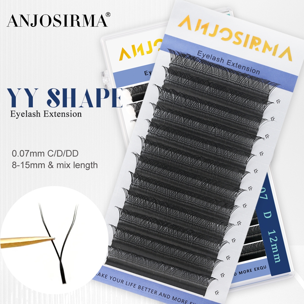 ANJOSIRMA YY Shape Cílios 0.07 Faux Mink L/C/D/DD 8-15mm Black Natural Brasileiras Macias Premade Volume