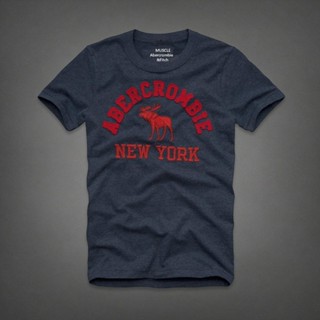 Abercrombie & fitch Manga curta masculina de verão Bordado de verão com padrão de estilo Street Wear Pattern