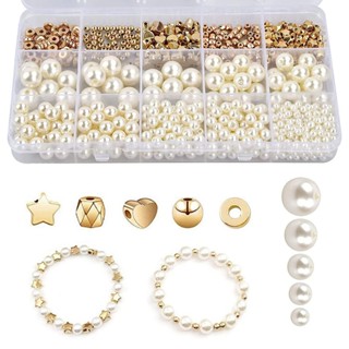 Conjunto de 720 peças de pérolas de pérolas de cinco pontas de espaçador estrela Acessórios de contas feitas à mão Pulseira com contas de bricolage Conjunto de colar para brincos