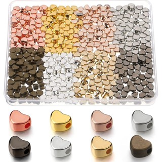 4000 Contas Decorativas Pulseiras Pulseiras Espaçadores em forma de coração Contas Douradas Contas Douradas Contas de Metal de Furo Pequeno para Kit de Fabricação de Jóias de Bricolagem