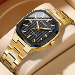 CURREN Relógio masculino de alto luxo, casual e simples, à prova d'água e de quartzo 8458 X
