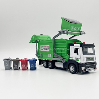 1 : 50 Modelo De Metal Fundido Diecast De Brinquedo Caminhão De Lixo Miniatura Réplica Pull Back Com Som E Luzes em Oferta na Shopee