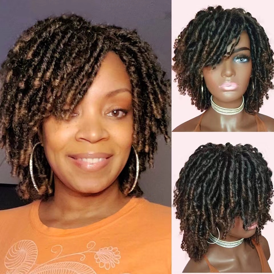 Perucas Trançadas Para Mulheres Peruca Sintética Ombre Trançado Dreadlock Preta Marrom Vermelha Curtas