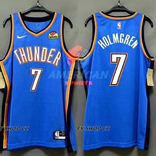 Masculino Camisa 2023NBA Oklahoma City Thunder Chet Holmgren Camiseta Bordado Basquetebol Azul Jersey
