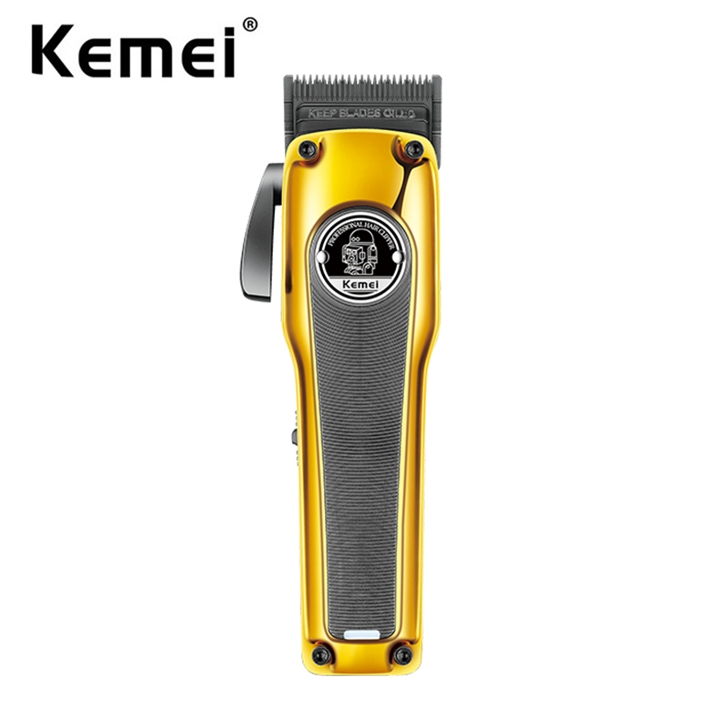 Aparador De Cabelo Kemei Barber Hair Clipper Motor Brushless DLC Fade Blade Sem Fio Recarregável Máquina De Corte Cônico Elétrico em Oferta na Shopee