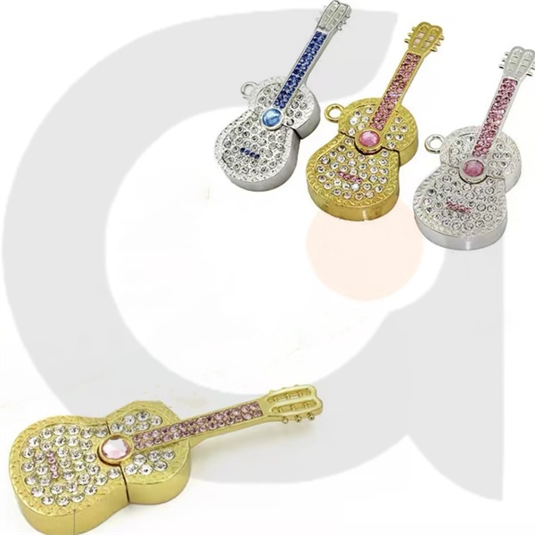 Guitarra Com Diamante Metálico USB2.0 Unidade Flash De Alta Velocidade 1GB 2GB 4GB 8GB 16GB 32GB 64GB 128GB 2TB Pen Drive Stick