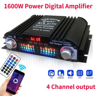 Amplificador De Som WiFi Digital De 12V 1600W Áudio De 4 Canais Rádio FM Bluetooth 5.0 Suporte Ao Reprodutor De Karaoke Controle Remoto