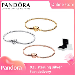 100 % Autêntico S925 Prata Esterlina Pandora [583050c000] Momentos Pulseira De Cobra Com Fecho De Coração