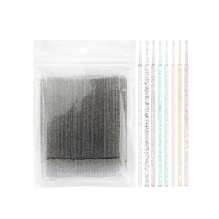 100/200Pcs Micro Escova De Cristal Descartável Extensão De Pestanas Individual Remoção Algodão Para Limpeza De Orelha
