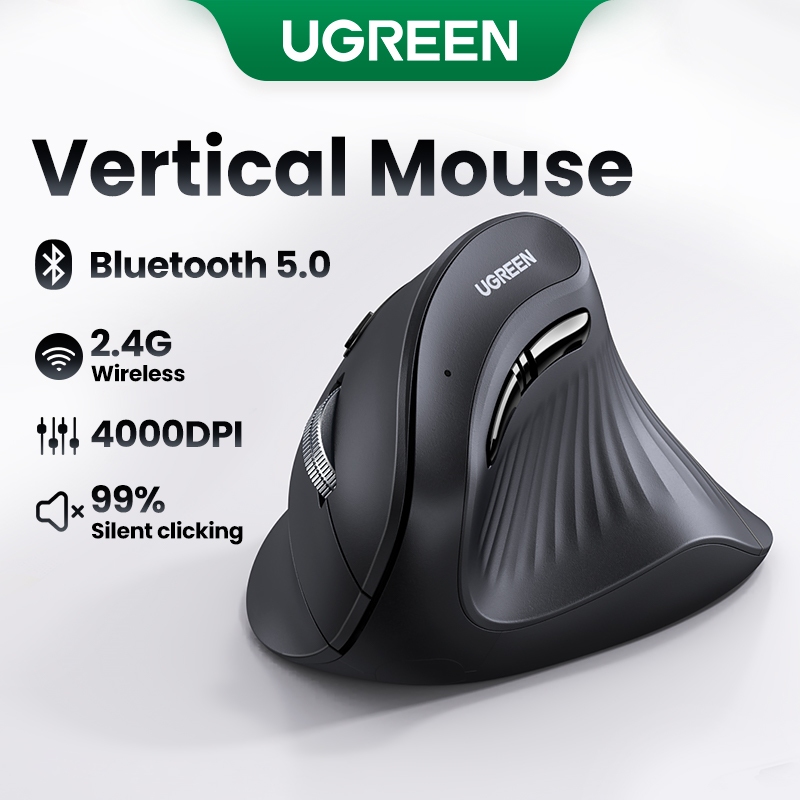 Rato Vertical UGREEN Ergonômico 4000DPI Sem Fio Silent Click Mouse Para PC Portátil Windows Mac OS