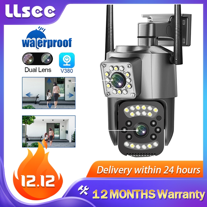 LLSEE , V380 Pro , Câmera CCTV WIFI De Segurança IP Sem Fio Para Exterior , 4K , 8MP , Visão Noturna Colorida , Chamada Bidirecional , Alarme De Rastreamento De Movimento Com Lente Dupla De 360 Graus