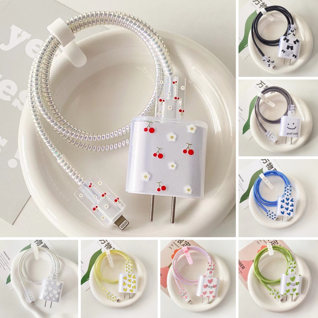 Conjunto 5PCS Para iPhone 18W/20W Carregador De Caixa De Carga Protetor De Linha De Dados DIY Espiral Envoltório Doce Co