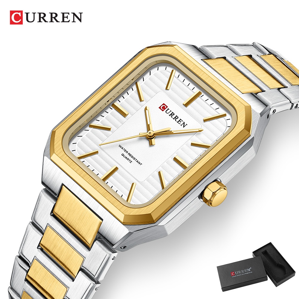 Relógio CURREN Top Brand Masculino Original Genuíno Novo Luminoso Quadrado Simples De Aço Inoxidável Quartzo À Prova D'água 8457 em Oferta na Shopee