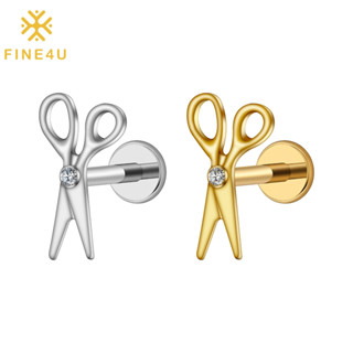 FINE4U Piercing Titânio Tesoura Em Forma De Minúscula Brinco De Cartilagem Labret Monroe Tragus Helix