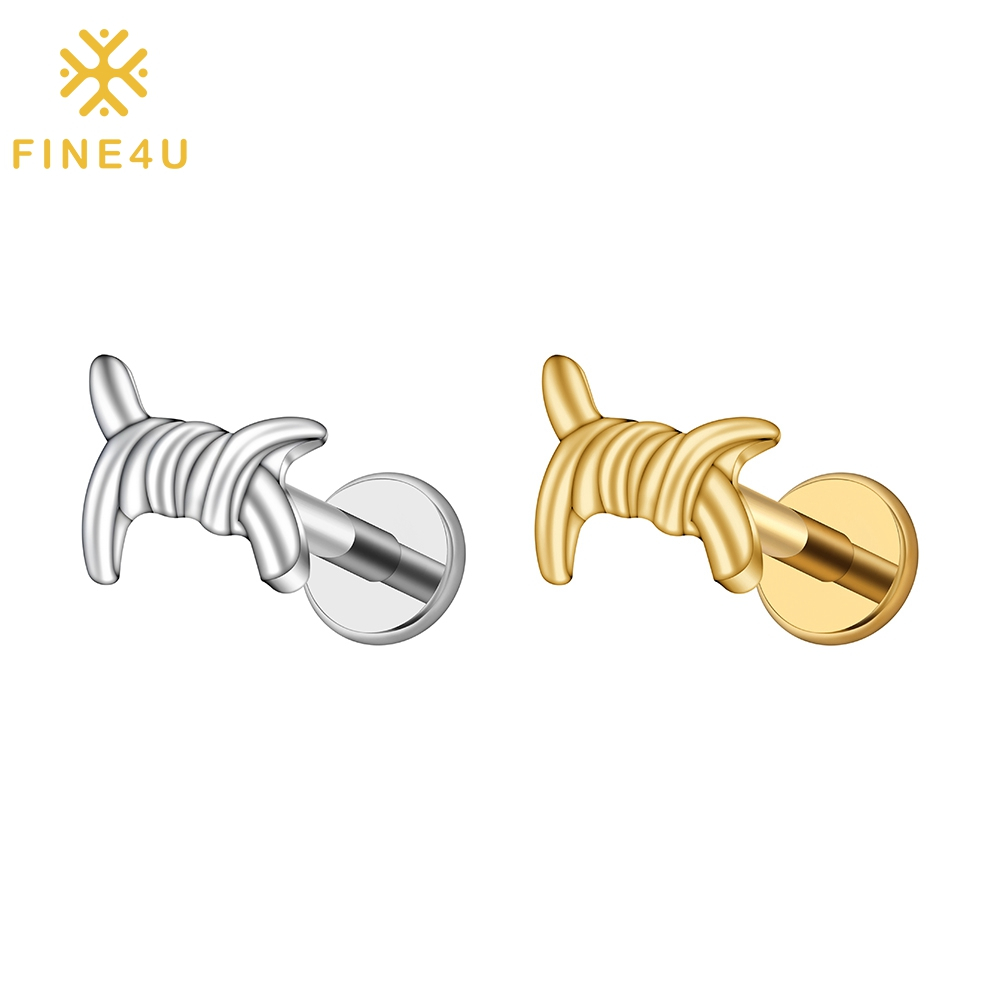 FINE4U Piercing Orelha Titânio Formato De Nó De Amor Para Cartilagem Tragus Helix Labret