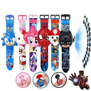 24 Imagens Kids watch toys cartoon Projetor 3D laser Aranha Homem-Patrulha De Patas Congeladas Hello Kitty De Ferro Presente De Natal em Oferta na Shopee