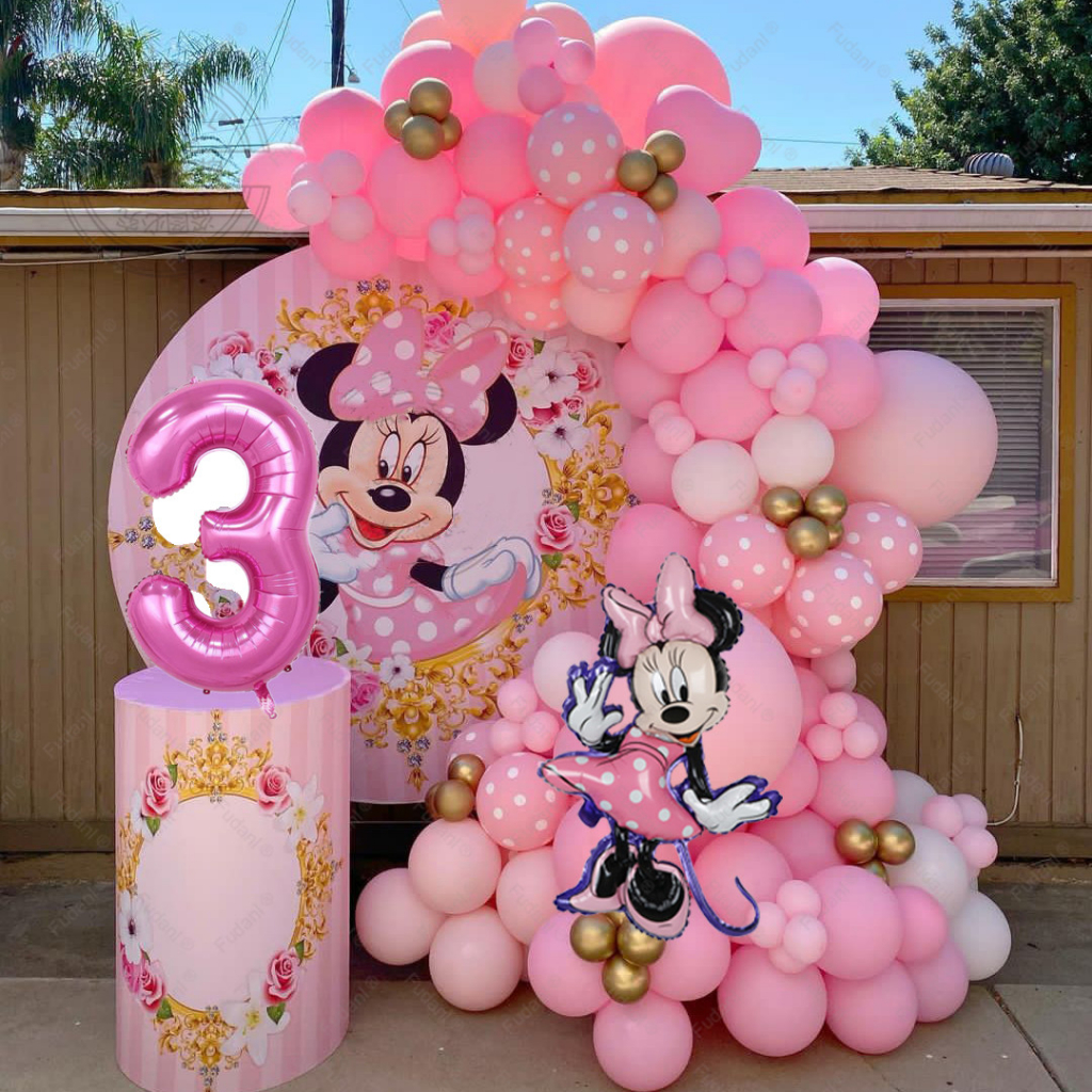 116pcs Minnie Mouse Balloon Garland Kit Balões Rosa De 32 Polegadas Festa De Aniversário Meninas Decorações Baby Shower Globos Suprimentos em Oferta na Shopee