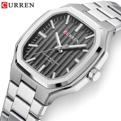 CURREN Relógios Masculinos Novo Quadrado Retro Estilo Minimalista Moda Casual Negócios Esportes Luminoso Aço Inoxidável