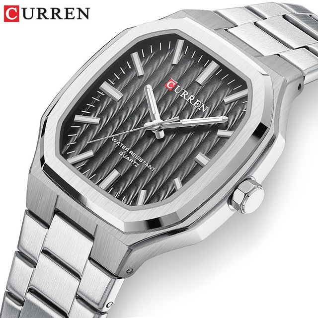 CURREN Relógios Masculinos Novo Quadrado Retro Estilo Minimalista Moda Casual Negócios Esportes Luminoso Aço Inoxidável