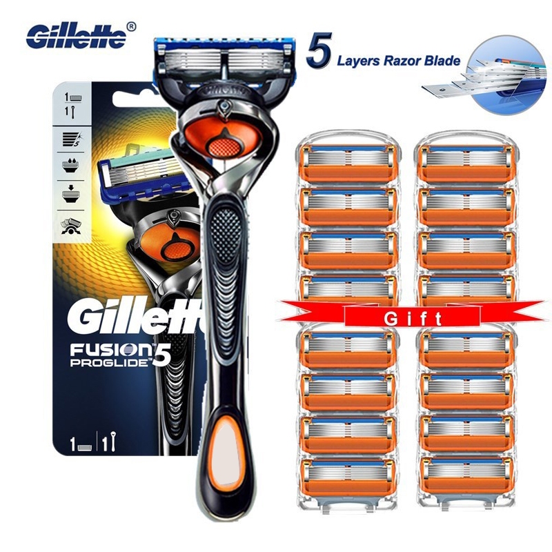 4/16PCS Gillette fusion 5 camadas lâmina de barbear Fusão Substituível
