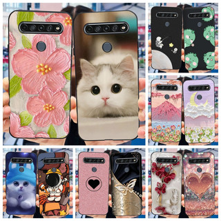 LG K41S K51S 2020 LM-K410 K510 Caixa De Telefone Com Padrão De Flor De Gato 4G Silicone Macia TPU Preta