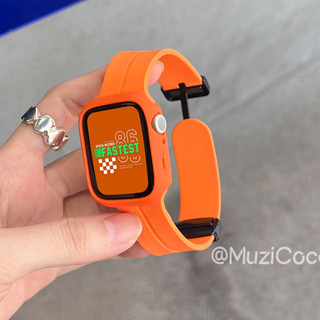 Pulseira Magnética De Silicone Para Smartwatch Relógio Inteligente Ultra2 9 8 7 8 SE 6 5 4 Caixa Protetora iWatch 49mm 45 41 44 42 40 38mm Esportiva