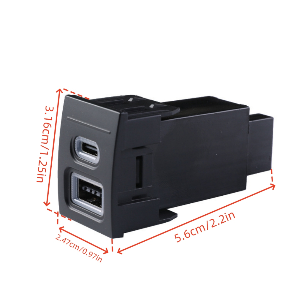 Para VW Polo 2004-2009 Carregador Rápido Carro PD Carregamento Duplo QC3.0 Tipo C Tomada De Interface