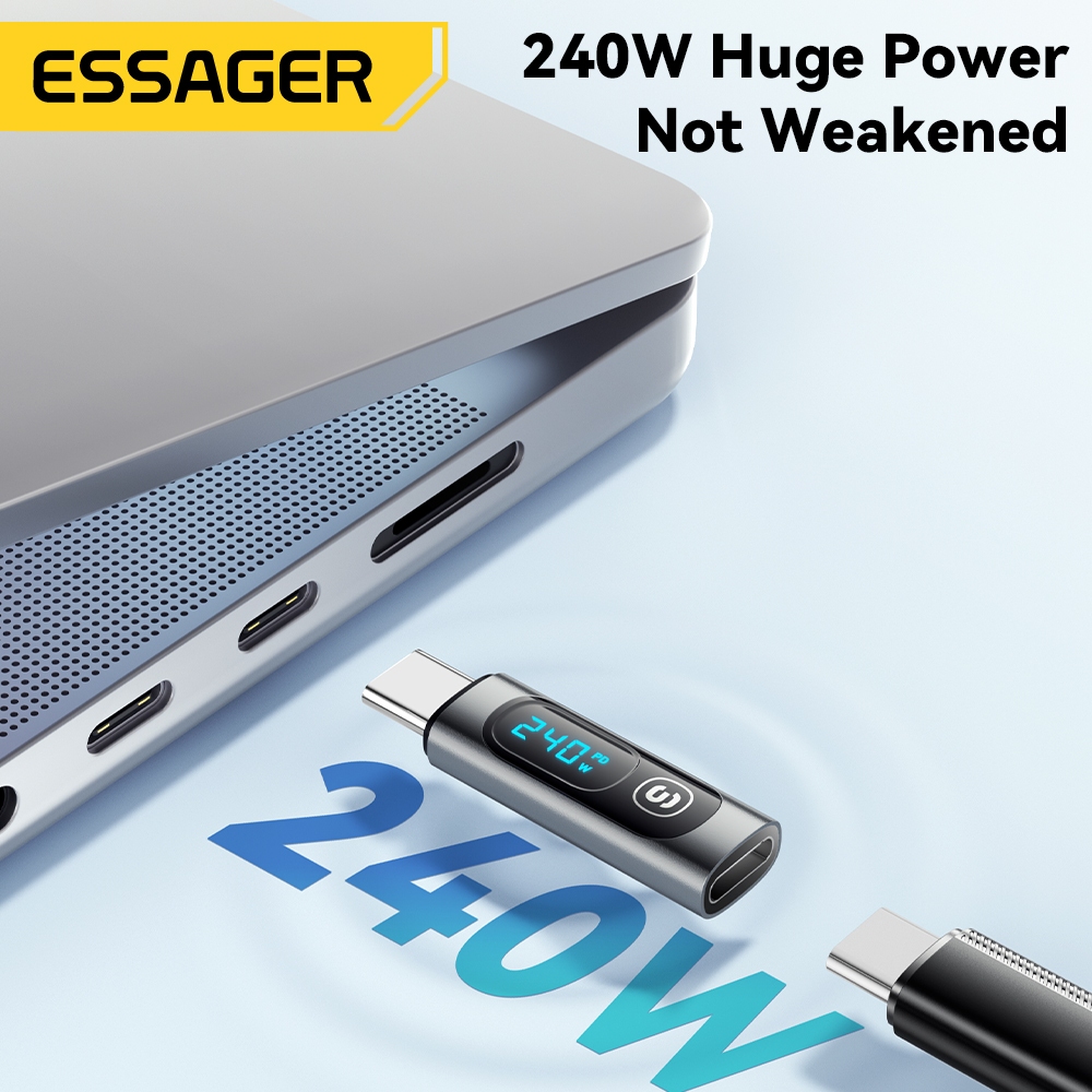 Adaptador De Alimentação Essager Type C Para 240W Suporta Cabo De Transmissão De Dados Telefone Laptop - detalhe