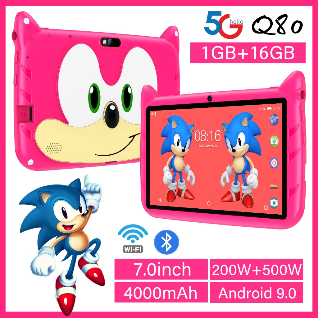 Tablet Infantil 5G WiFi 7 Polegadas Crianças Aprendendo Educação Android 9.0 Quad Core 1GB RAM 16GB ROM Câmeras Duplas