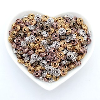 Liga De Charme 50PCS 6mm Ouro Antigo Espaçador De Contas De Prata Bracelete Faça-Você-Mesmo Pulseira Artesanal Acessórios