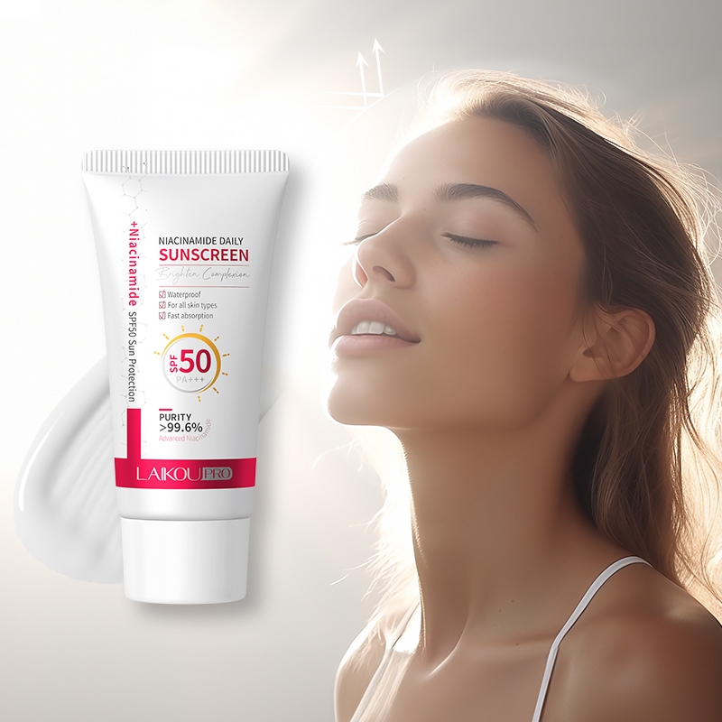 LAIKOU PRO Niacinamida Protetor Solar Diário SPF50 PA + + Textura Refrescante À Prova D'água Reduzir Melanina 50g